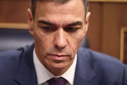 El presidente del Gobierno, Pedro Sánchez, durante una sesión en el Congreso de los Diputados.