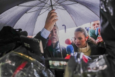 Santos Cerdán llega a los Juzgados de Plaza de Castilla para comparecer en el caso Leire Díez.