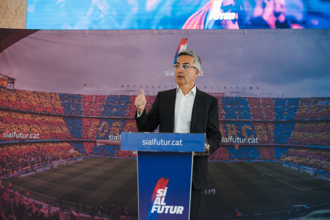 El líder de 'Sí al Futur' y excandidato a las elecciones del FC Barcelona, Víctor Font, en una rueda de prensa
REMITIDA / HANDOUT por SÍ AL FUTUR
10/9/2024