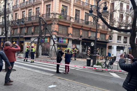 Arbol caído por el viento en pleno centro de Valencia