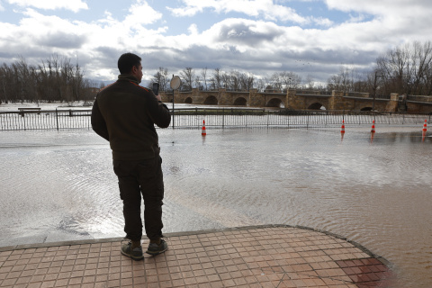 Inundaciones provocadas por el desbordamiento del río Duero, a 14 de febrero de 2026, en San Esteban de Gormaz, Soria.