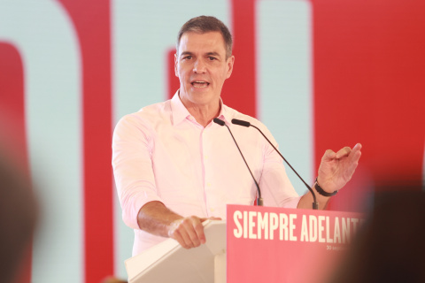 Pedro Sánchez interviene en un acto público en Sevilla el 30 de septiembre de 2023.