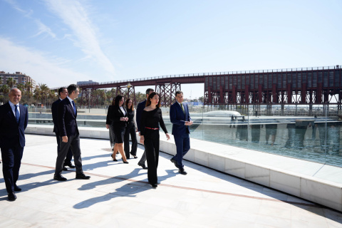 El presidente de la Junta de Andalucía, Juanma Moreno, asiste a la inauguración de la primera fase de integración Puerto-Ciudad de Almería.