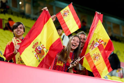 Aficionados presentes en el España-Serbia