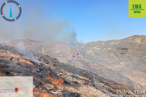 Incendio en el paraje Las Minas, en Almería.
