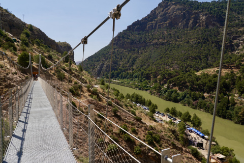 Imagen del puente colgante del Caminito del Rey en Ardales (Málaga).