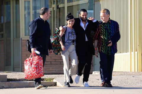 Rafael Amargo sale del Centro Penitenciario de Soto del Real con su novia, Luciana Bogniano y su abogado, Marcos García Montes a 12 de Abril de 2024 en Madrid (España).