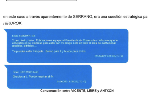 Conversación mantenida con Leire Díez y recogida por la UCO en su informe.