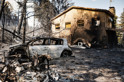 Vista del incendio en el valle del Tiétar, a 25 de julio de 2026, en Ávila