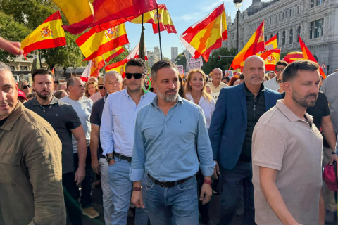 Santiago Abascal y el diputado de Vox por Guadalajara, Ángel López Maraver