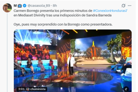 El debut de Carmen Borrego como presentadora le valió comentarios mayormente positivos.