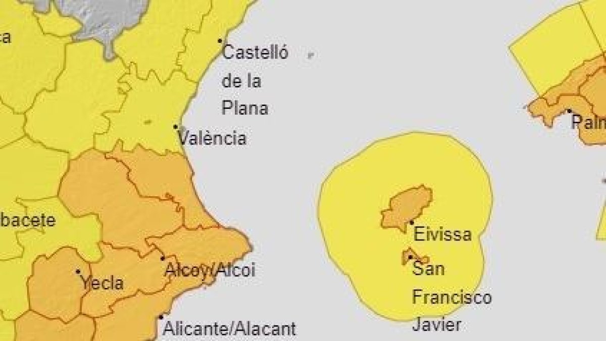 Avisos meteorológicos este miércoles, 14 de agosto, en la Comunitat Valenciana