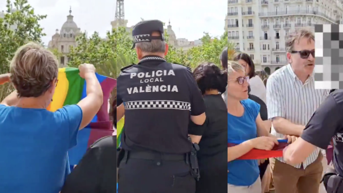 Compromís intenta colgar una bandera LGBTI del balcón del Ayuntamiento de Valencia