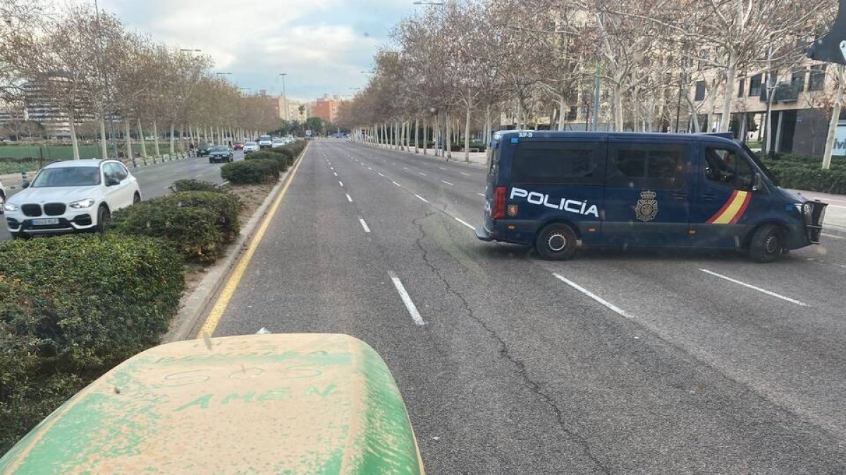 Tractoristas manifestándose en Valencia