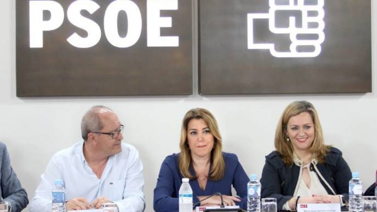 Susana Díaz, este lunes durante la reunión de la ejecutiva del PSOE-A.