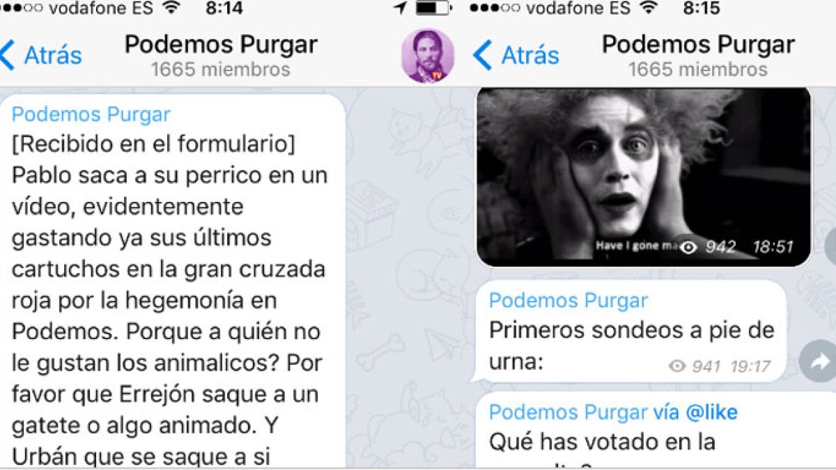 Los mensajes de móvil de un grupo llamado 