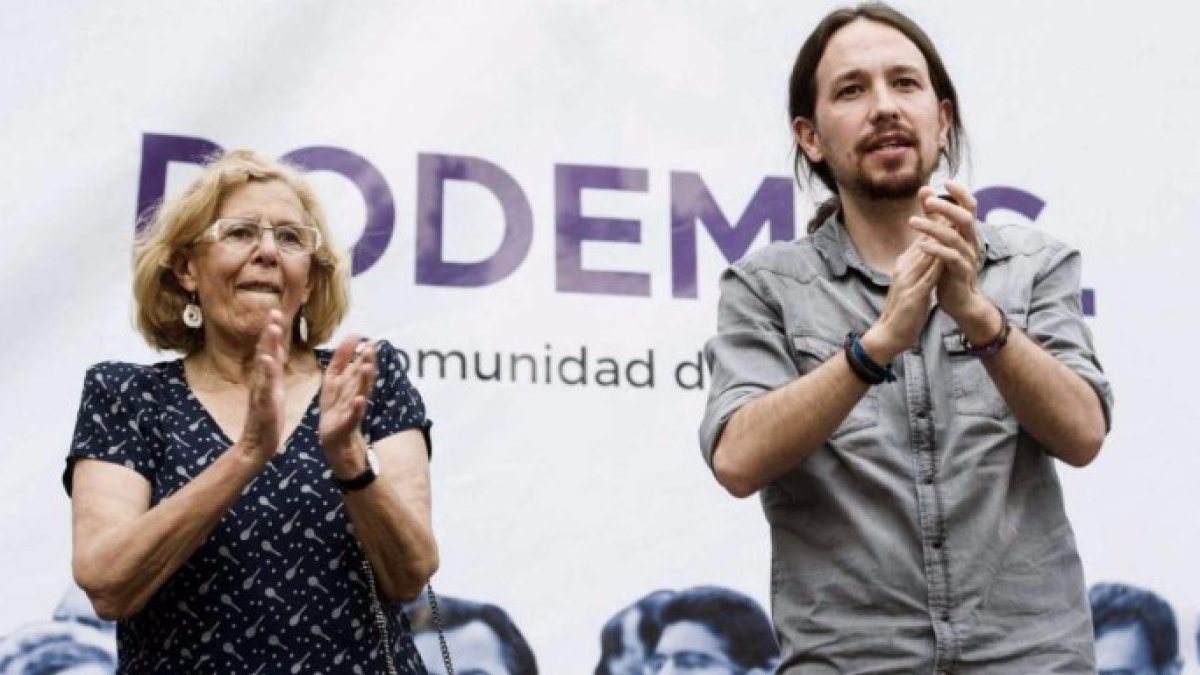 Carmena e Iglesias en un acto de campaña.