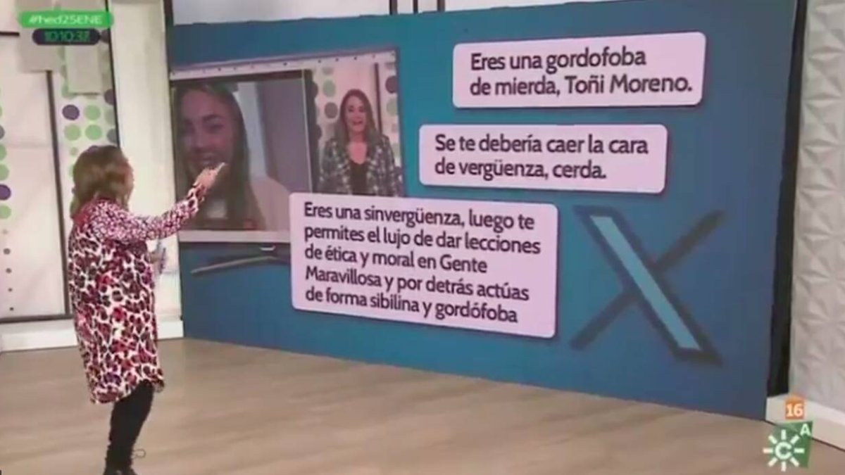 Toñi Moreno, denunciando en su programa el caso y amenaza en redes.