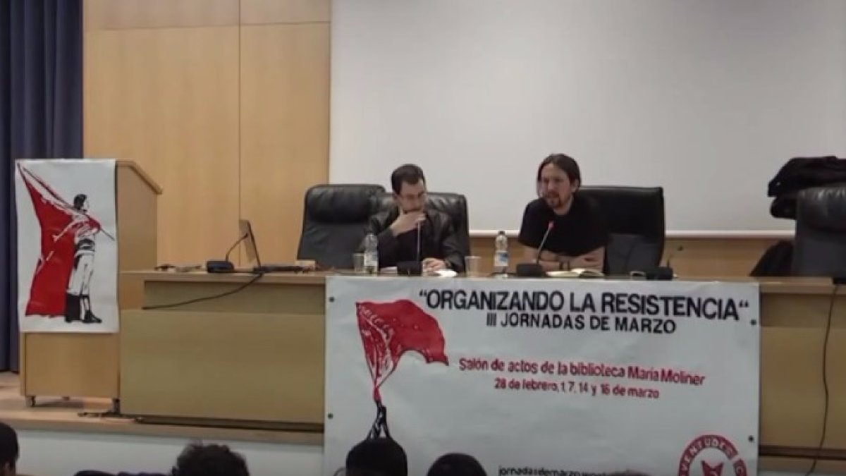 Pablo Iglesias durante aquella conferencia.