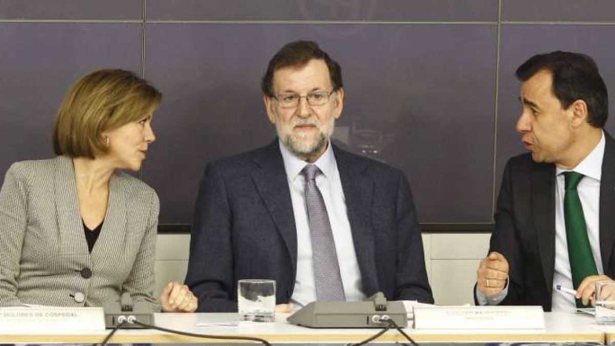 Cospedal, Rajoy y Maíllo en un Comité Ejecutivo el pasado mes de enero