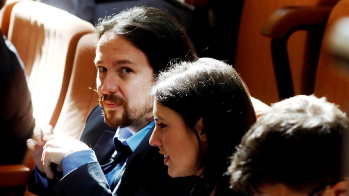 Iglesias, Montero y Errejón, en la Asamblea de Madrid (EP)