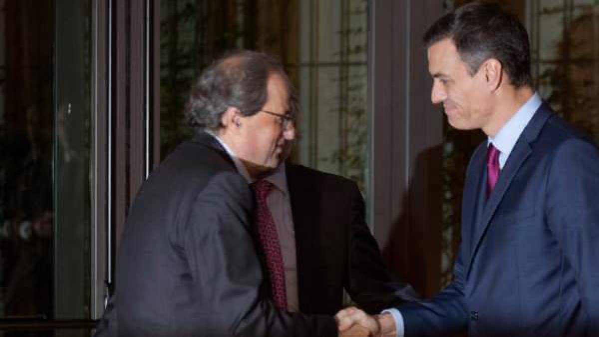 Pedro Sánchez, recibido por Quim Torra en Pedralbes.