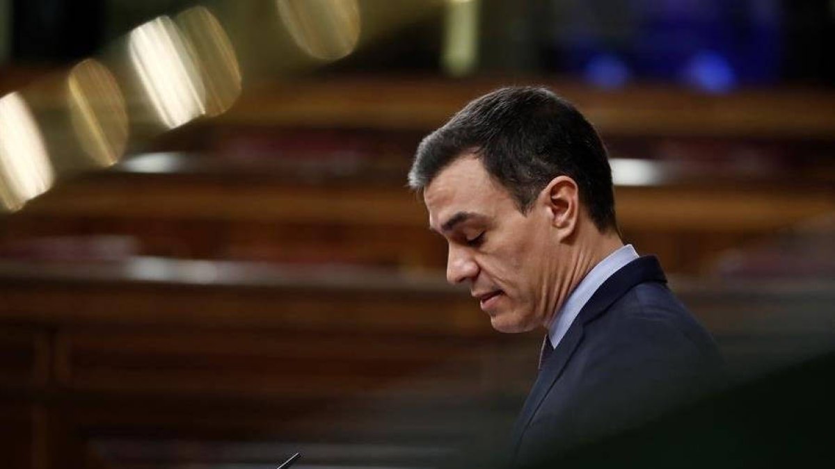 El presidente Pedro Sánchez durante su comparecencia en el Congreso