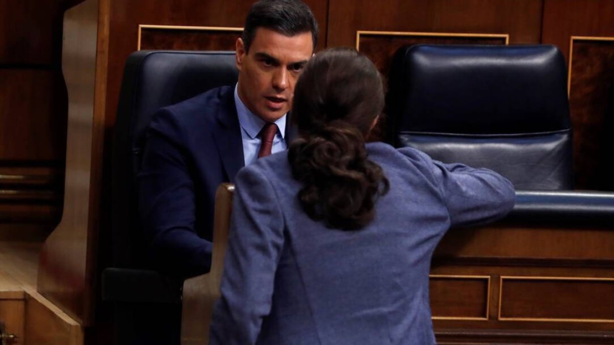 Pedro Sánchez y Pablo Iglesias en el Congreso.