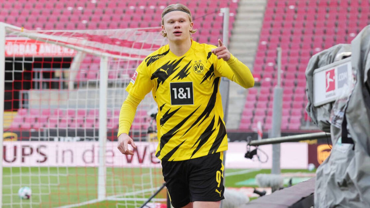 Haaland, celebrando un gol con el Borussia.