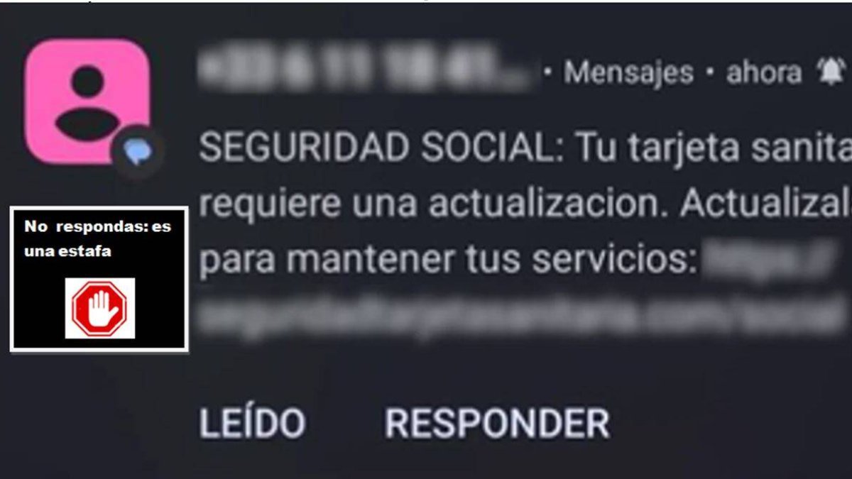 SMS fraudulento sobre la tarjeta sanitaria