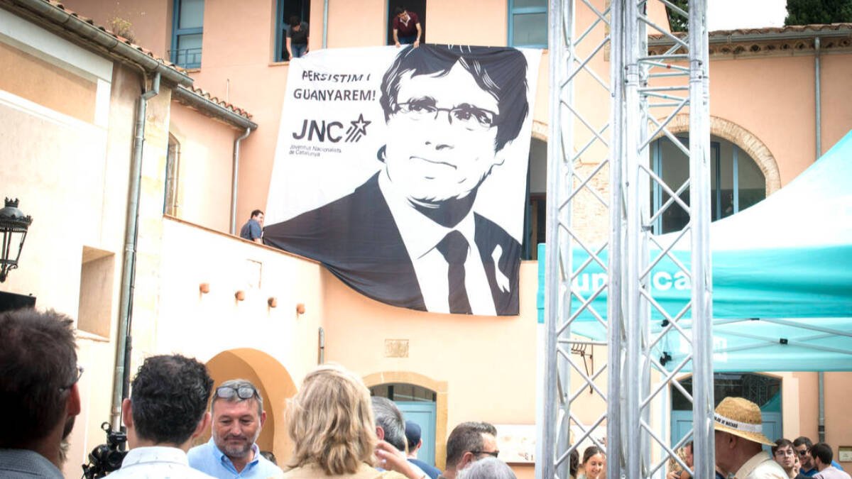 Fotografía de Carles Puigdemont en uno de los mítines de Junts previo a las elecciones del 23J.