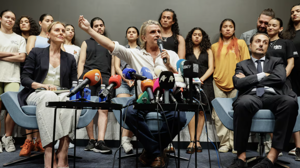 Nacho Cano en la rueda de prensa tras la detención