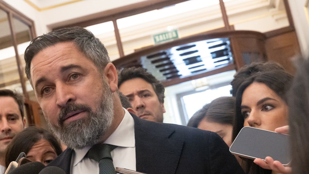 El líder de VOX, Santiago Abascal, en el Congreso de los Diputados.