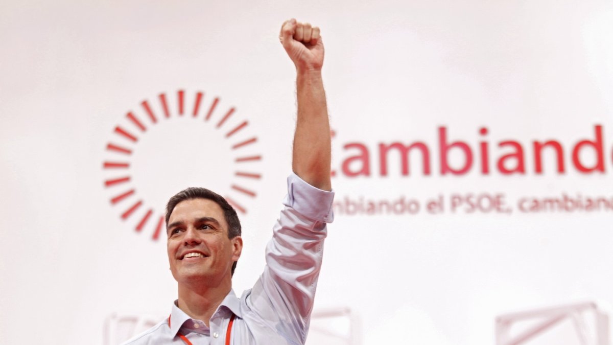 Pedro Sánchez, el día que fue nombrado secretario general del PSOE, de cuya fecha se cumplen ahora diez años.