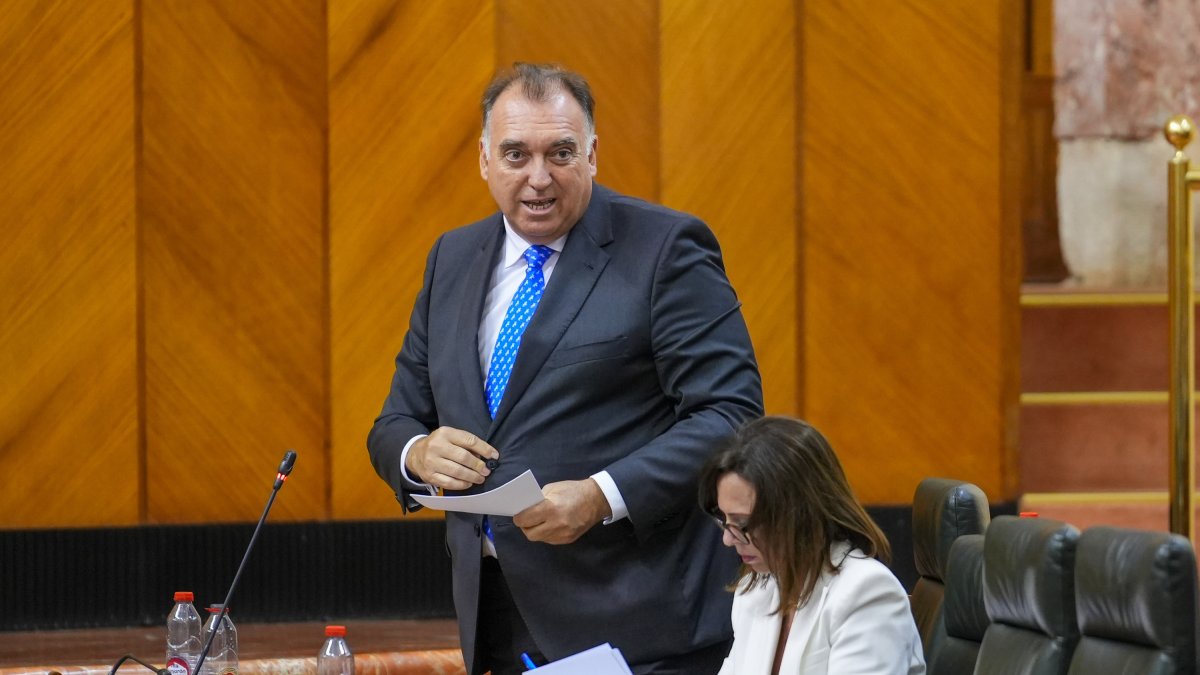 El consejero de Turismo de la Junta, Arturo Bernal, durante el pleno del Parlamento.