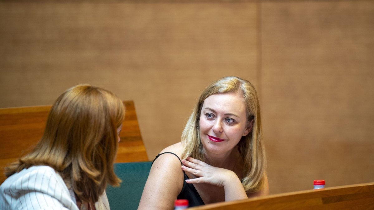 Imagen de la vicepresidenta primera de la Diputación de Valencia y miembro de Ens Uneix, Natàlia Enguix, en el pleno de la corporación provincial.