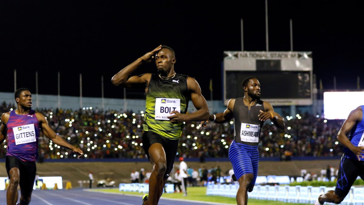 Imagen de la última carrera de Usain Bolt en 2017.