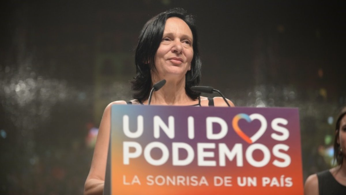 Carolina Bescansa, en un mítin de Podemos