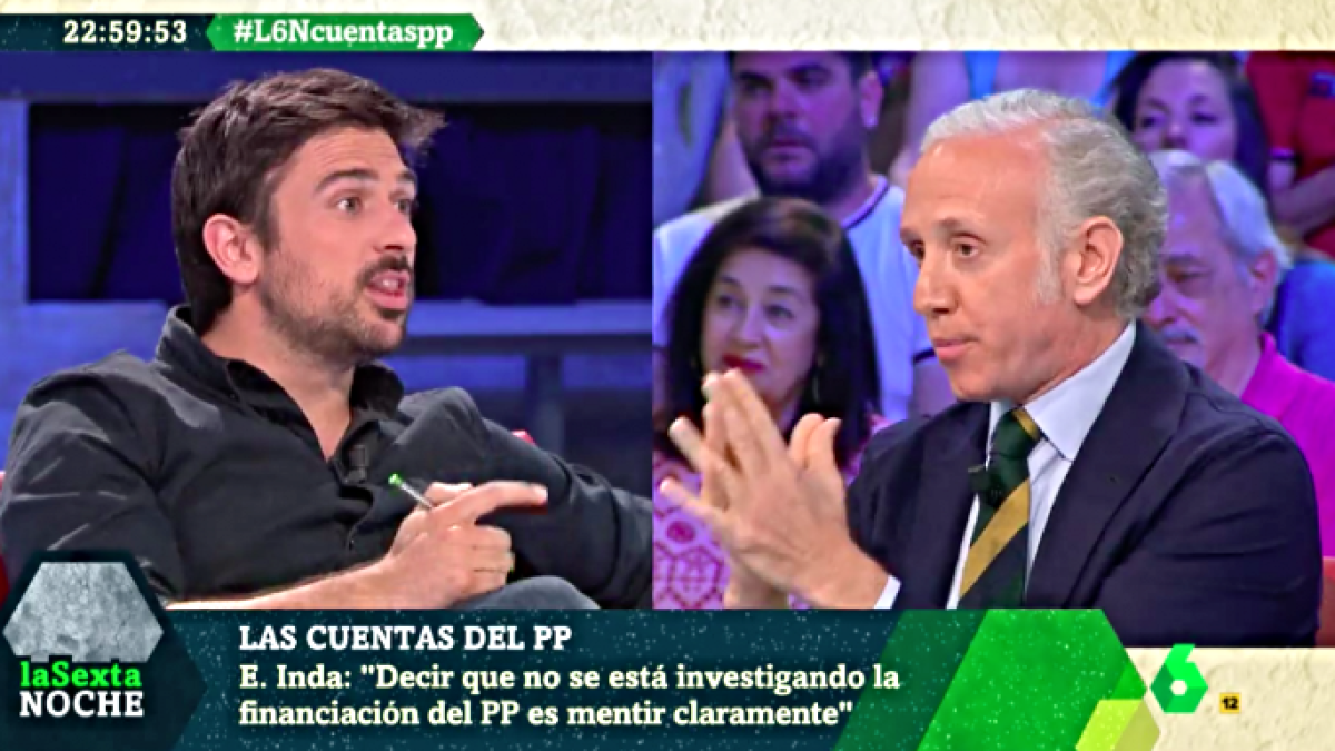 Un momento de la tensión entre Ramón Espinar y Eduardo Inda.