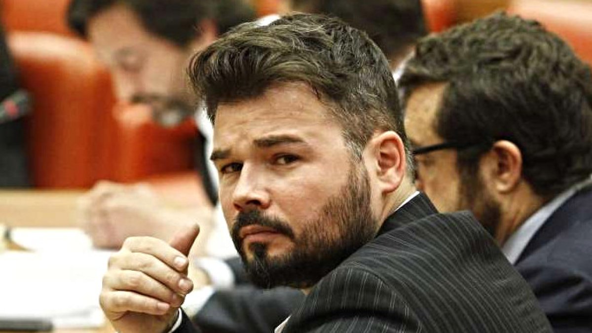 Rufián, en abril, en una comisión del Congreso