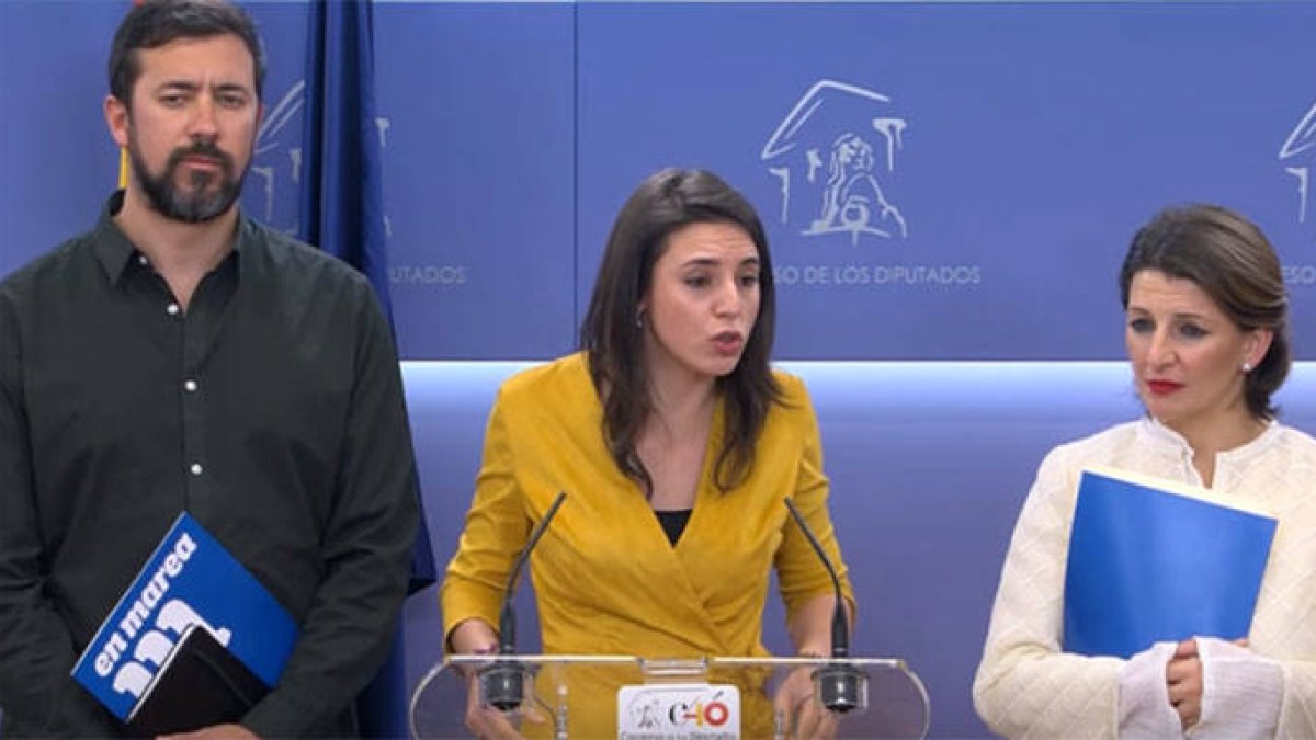 Irene Montero durante su comparecencia.