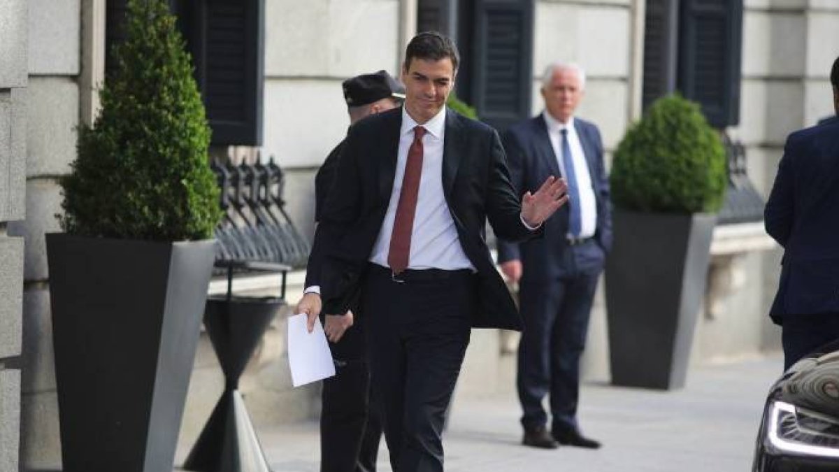 Pedro Sánchez, éste miércoles a su llegada al Congreso de los Diputados.