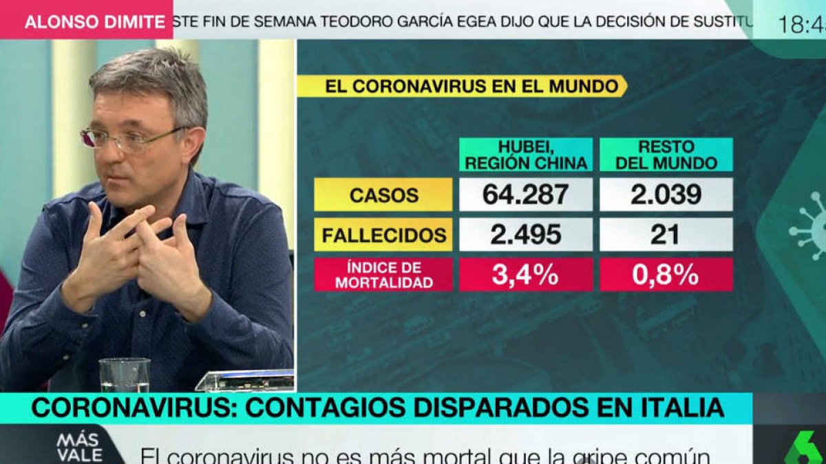 Pérez Molina durante su intervención del 24 de febrero en Más Vale Tarde.