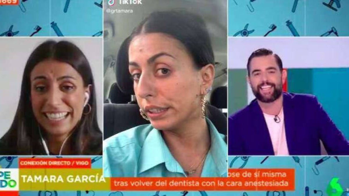 Tamara García, durante su conexión con 'Zapeando'.