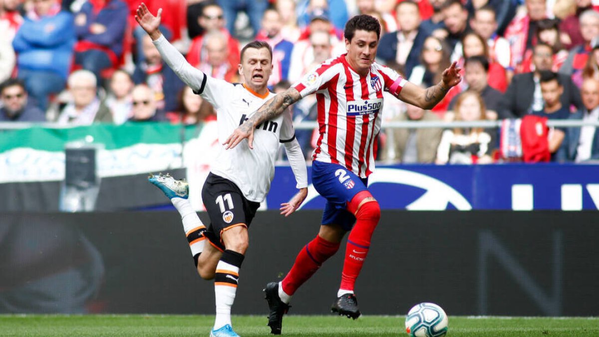 José María Giménez, en un partido de la pasada temporada con el Atlético de Madrid.