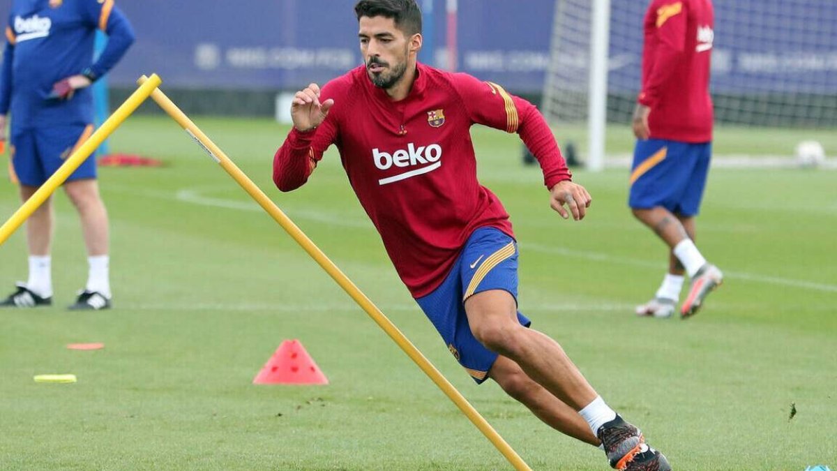 Luis Suárez, en uno de los últimos entrenamientos con el Fútbol Club Barcelona.