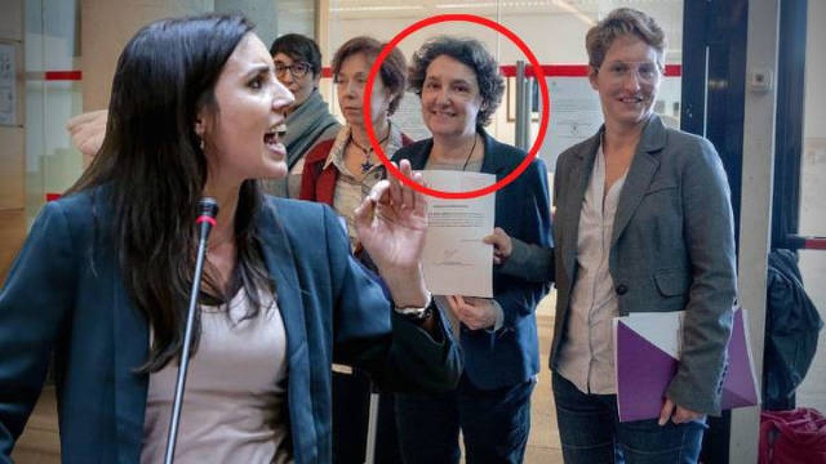 Irene Montero, y, en un circulo, Beatriz Gimeno