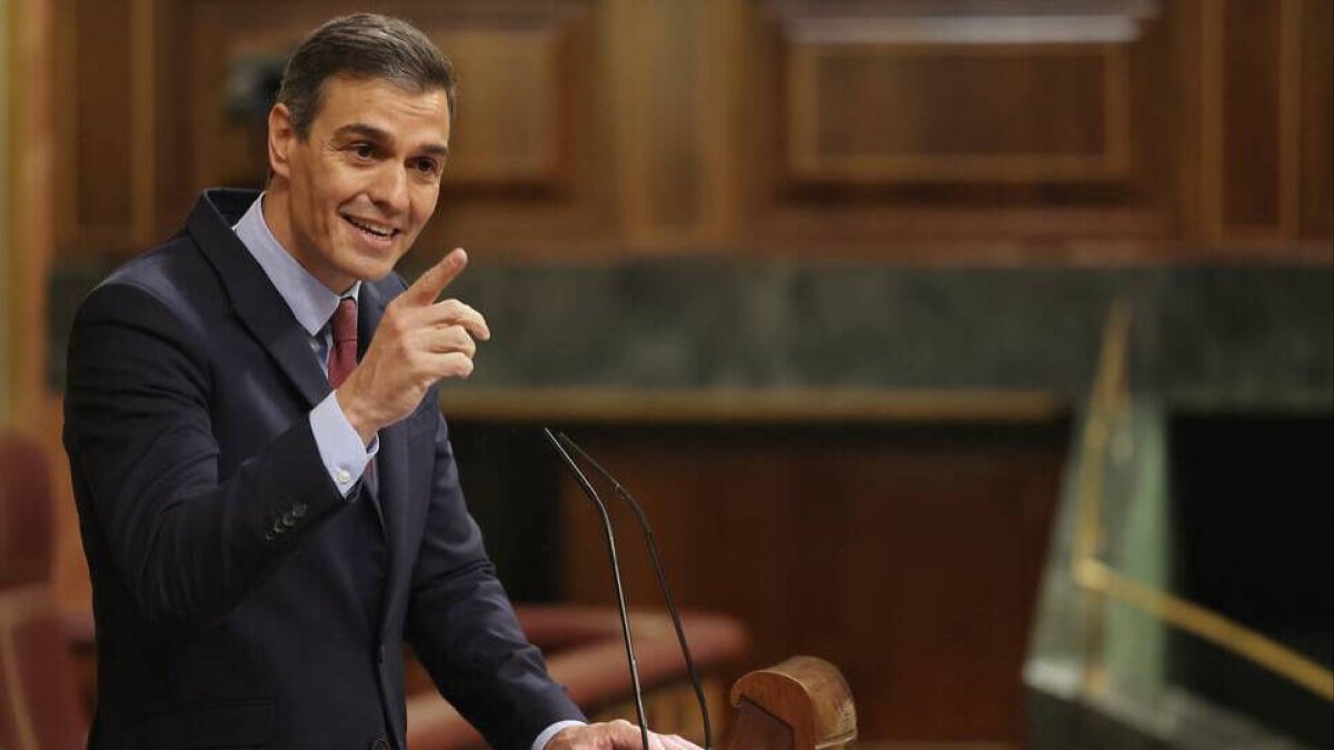 Pedro Sánchez durante su discurso.