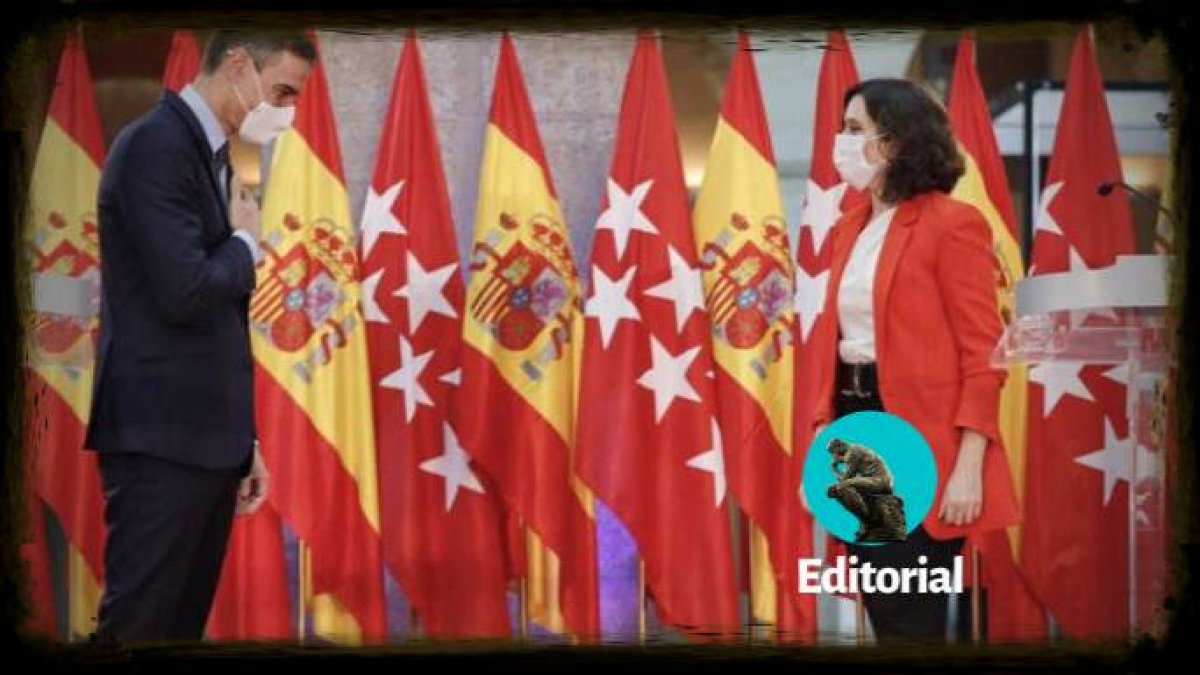 Sánchez y Ayuso, en la Puerta del Sol