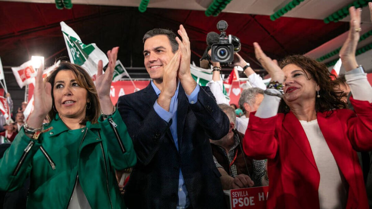 Pedro Sánchez, en Andalucía entre Susana Díaz y María Jesús Montero